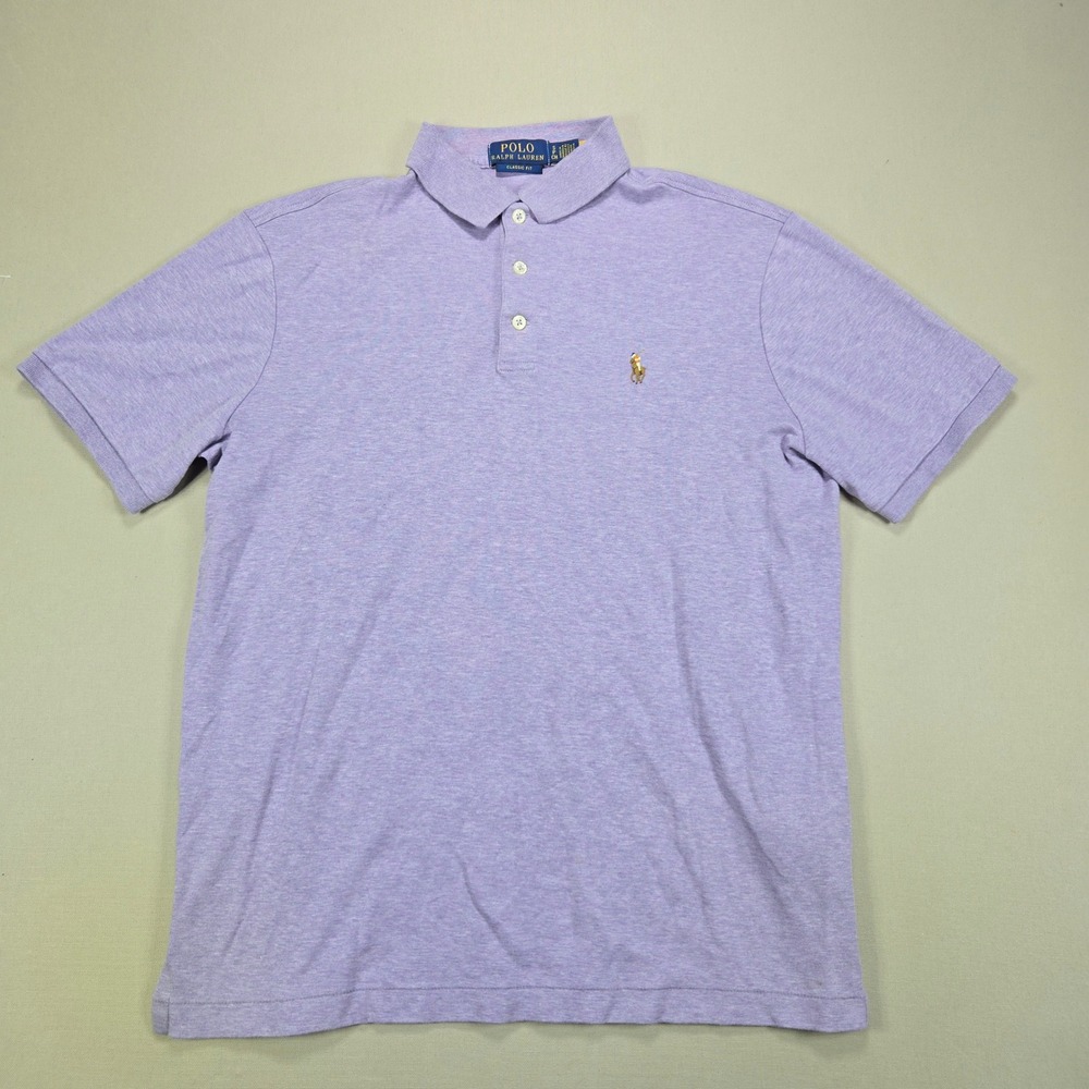 Polo Ralph Lauren Polo Shirt Classic Fit Heathered Purple Mens Small S